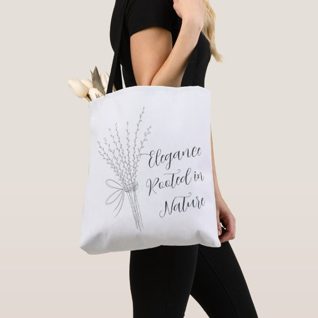 Viskningsgrenar Botanisk Totebag Tygkasse (Närbild)