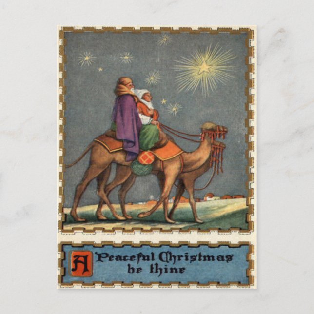 Vismän följer stjärnan till Jesus Vykort (Framsida)
