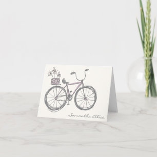 Vismisk cykelillustration Lavender Grått Namn Anteckningskort