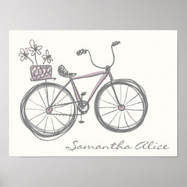 Vismisk cykelillustration Lavender Grått Namn Poster