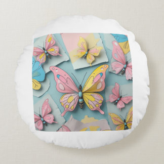 🦋 vismisk Tecknad Butterfly Pillow - Cute Natur Rund Kudde