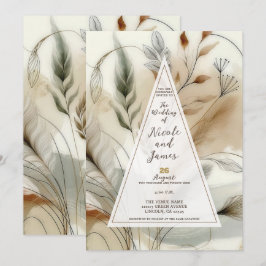 Visnande grönska Modern botanisk boho bröllop Inbjudningar