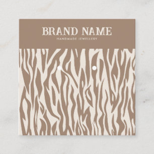 Visning av Beige Animal Stripe Modern Earrings Car Fyrkantigt Visitkort
