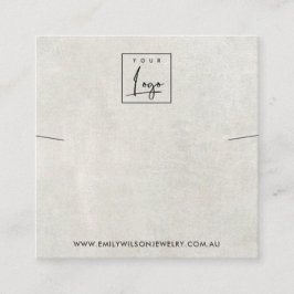 VISNING AV BENVITARE GRÅTT KONCRET NECKLACE BRACEL FYRKANTIGT VISITKORT