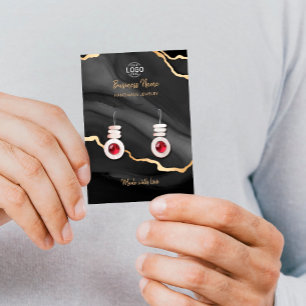 Visning av Black Guld Marble Luxury Earrings Visitkort