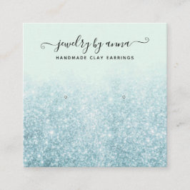 Visning av Blue Glitter Earring Studs Fyrkantigt Visitkort