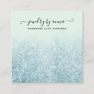 Visning av Blue Glitter Earring Studs Fyrkantigt Visitkort