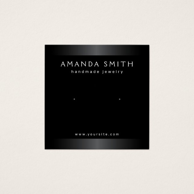 visning av elegant svart och grått örring fyrkantigt visitkort (Framsida)