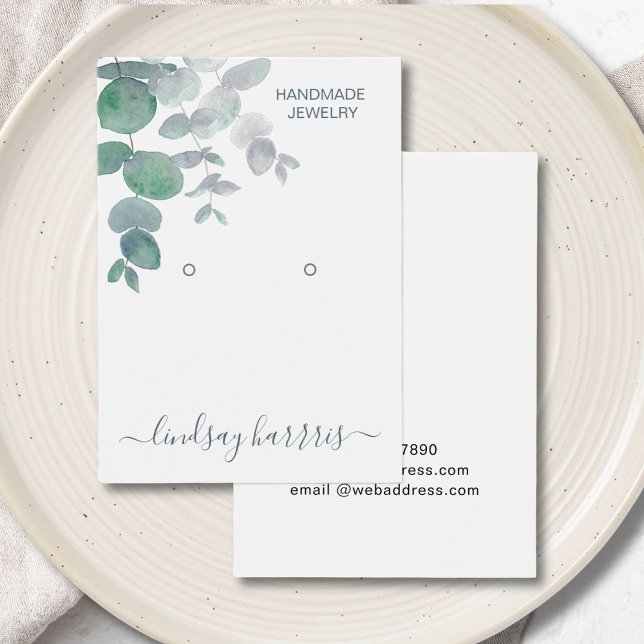 Visning av Eucalyptus Earrings-kort för vattenfärg Visitkort (Skapare uppladdad)