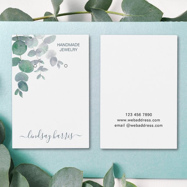 Visning av Eucalyptus Earrings-kort för vattenfärg Visitkort (Skapare uppladdad)