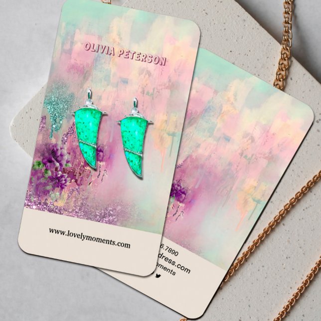 Visning av färgat Abstrakt-smyckesöronande  Visitkort (Glitter Colorful Abstract jewelry earring display card#abstractearringdisplaycard #abstractjewelry )