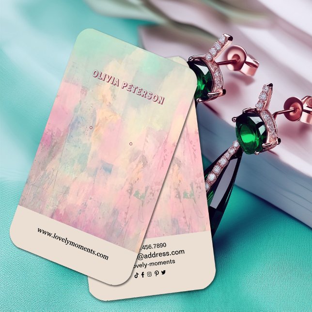 Visning av färgat Abstrakt-smyckesöronande  Visitkort (Colorful Abstract jewelry earring display card, #AbstractWatercolor #earringholder #abstract)