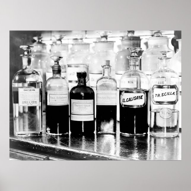 Visning av flaskor som innehåller läkemedel poster (Framsidan)