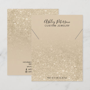 Visning av guld glitter-juvelerarhalsband tack kort