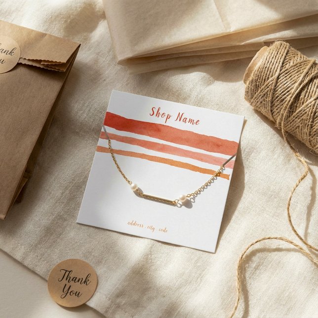 visning av hakhalsband i rand eller armband fyrkantigt visitkort (Stripes square necklace or bracelet display card.)