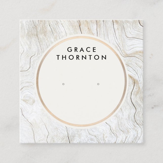 Visning av juvelerträskekort för kustträ fyrkantigt visitkort (Framsida)