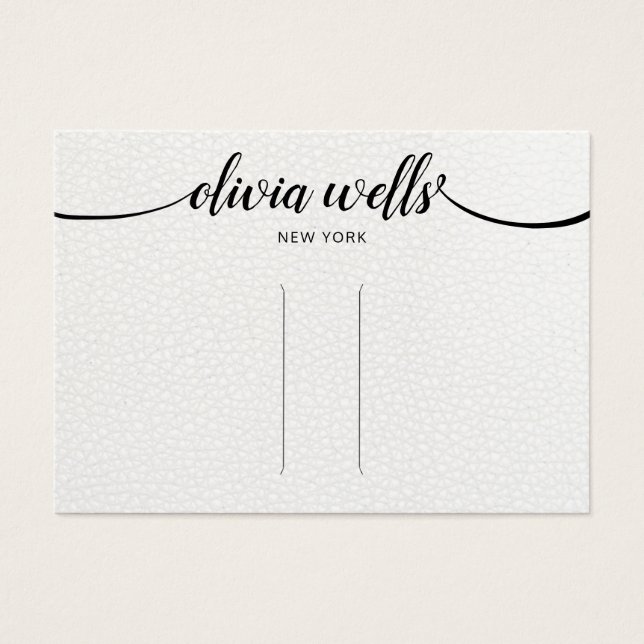 Visning av läderkalligrafi Hair Clip Barrette Visitkort (Framsidan)