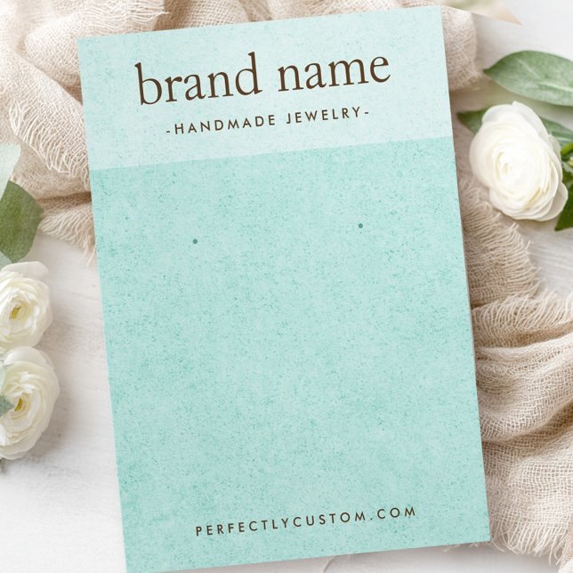 Visning av lätt akvblått struktur-öring visitkort (Light aqua blue texture earring display card)