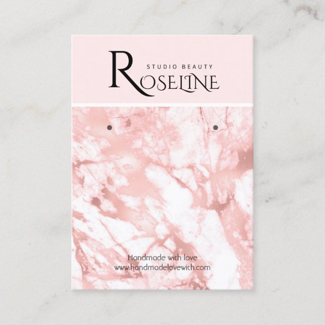 visning av rosa och marmor, geode jewlery visitkort (Framsida)