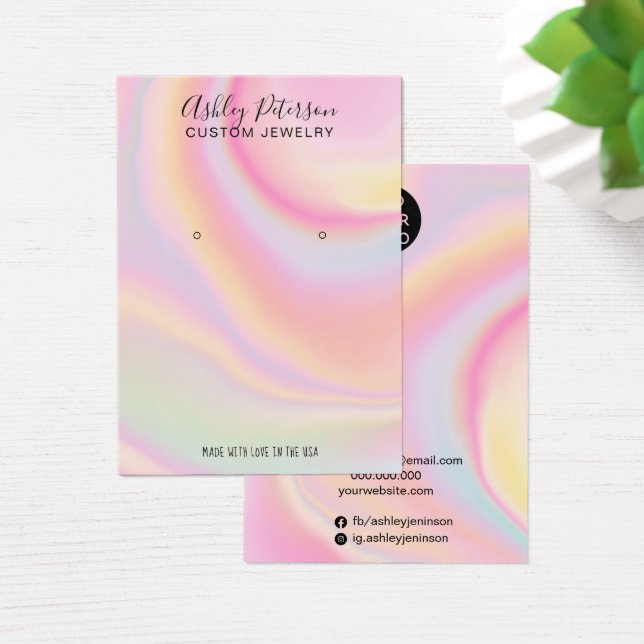 visning av rosa regnbågsörhängen för enmajsssmycke visitkort (Skivbord)