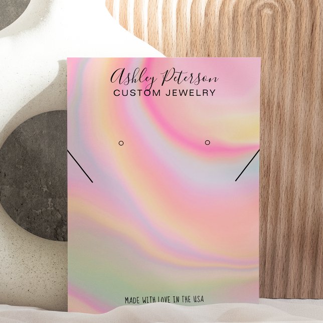 visning av rosa regnbågsörhängen visitkort (Skapare uppladdad)