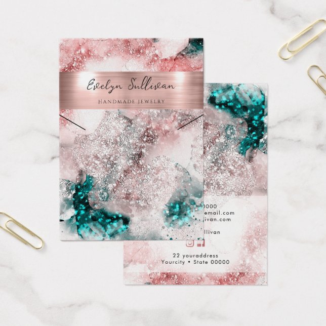 visning av rosa vattenfärgshalsband  visitkort (Kontor)