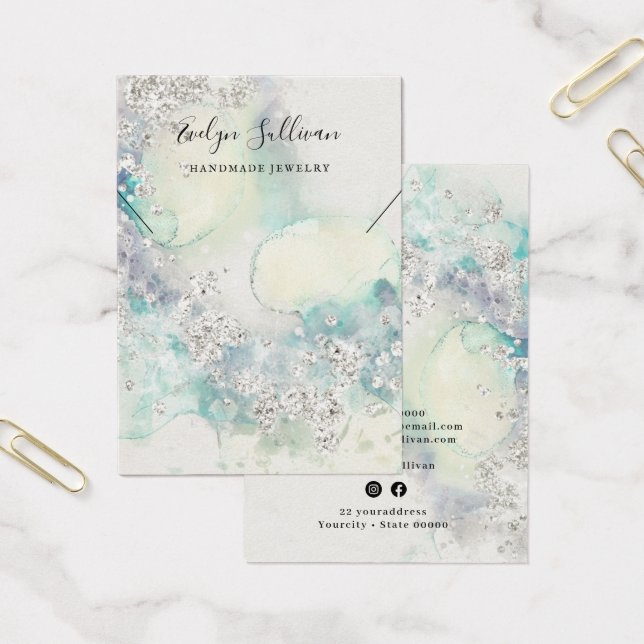 Visning av skalvattensfärg glitter halsband visitkort (Kontor)