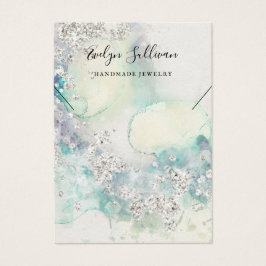 Visning av skalvattensfärg glitter halsband visitkort