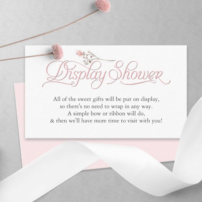 visning av skriptdusch för rosa-elegant för jokert tilläggskort (Display SHower, Pink baby Girl shower enclosure cards.)