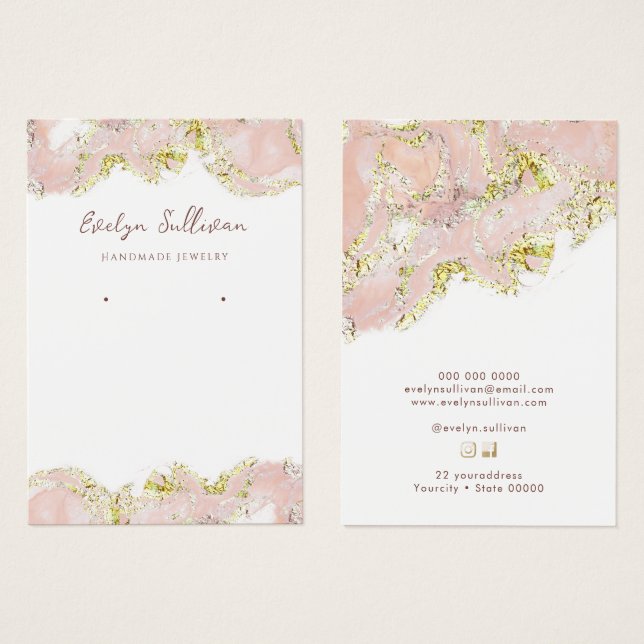 visning av smycken  för rosa marbling visitkort (Framsida & baksida)
