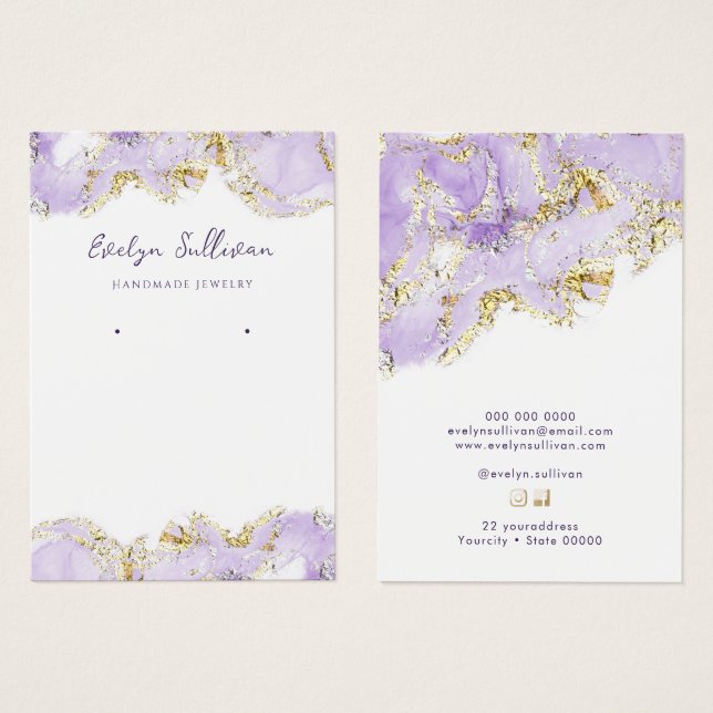 Visning av smyckesdesign för lavandeparsning visitkort (Framsida & baksida)