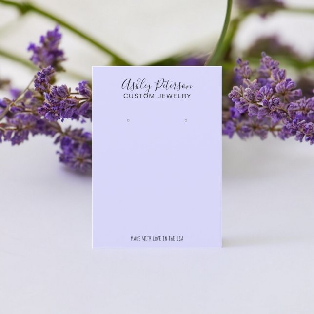 visning av smyckesförråd av lila, minimalistisk el visitkort (Purple minimalist elegant jewelry earring display business card)