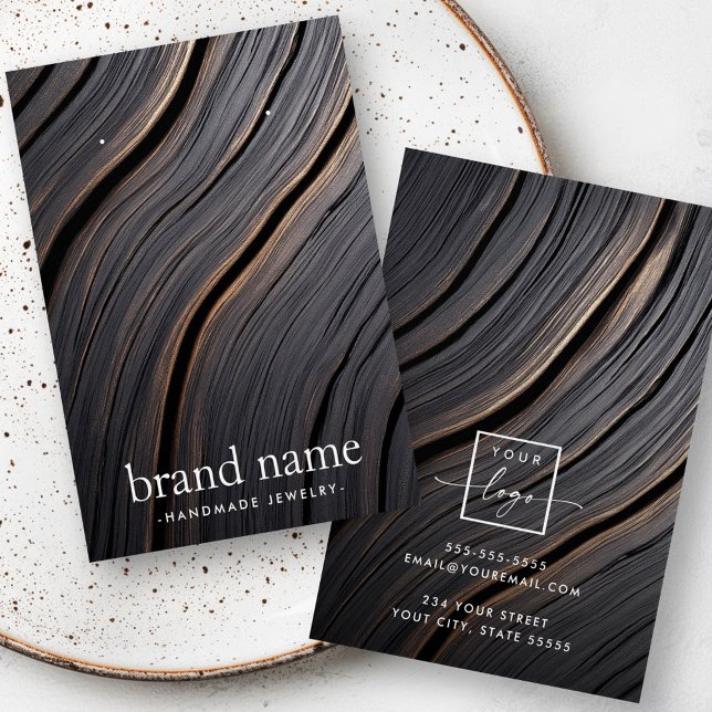 Visning av strömmande elegant av trälådning visitkort (Flowing elegant wood grain earring display card)