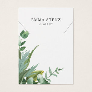 Visning av vattenfärgen Eucalyptus Löv Necklace Visitkort