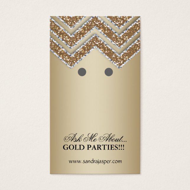 Visning Cards Chevron Jewelry Guld Visitkort (Framsidan)