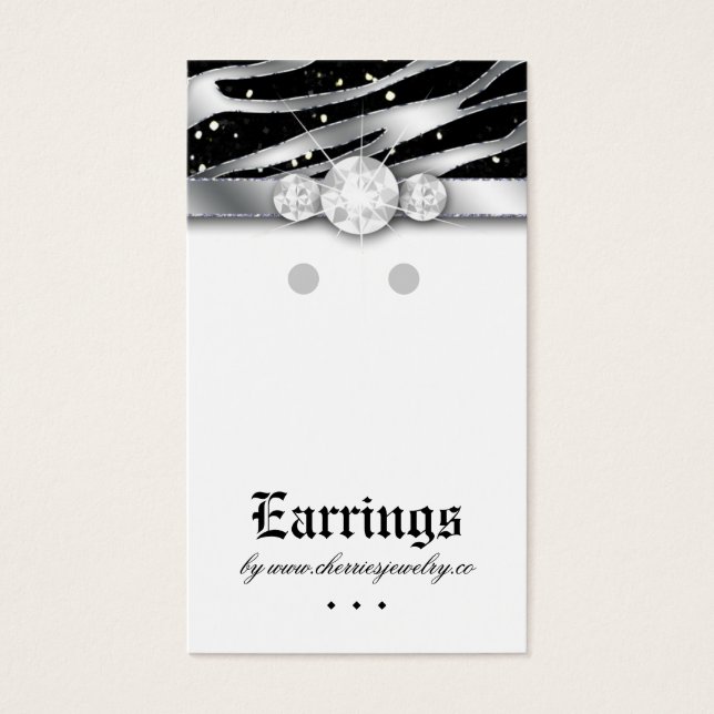 Visning Cards Cute Zebra Gnistra Jewelry Visitkort (Framsidan)