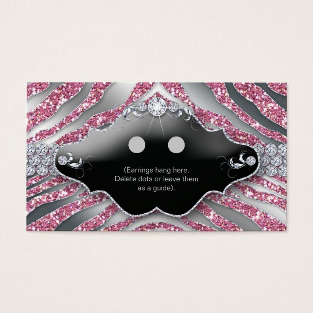 Visning Cards Jewelry Zebra Gnistra Rosa Visitkort (Framsidan)