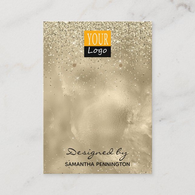 Visning Champagne Guld Faux Foil Glitter Visitkort (Framsida)