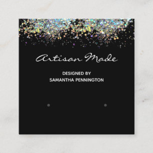 Visning Faux Rainbow Metalitic Glitter Fyrkantigt Visitkort