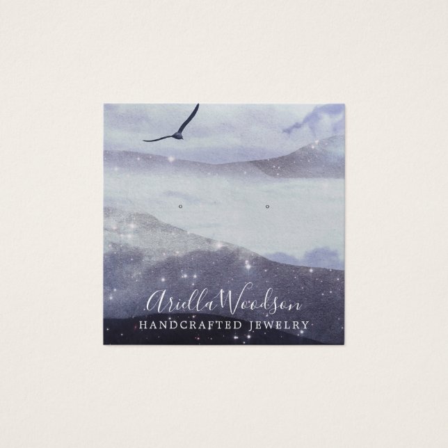 Visning för abstrakt Blue Shapes Jewelry Designer Fyrkantigt Visitkort (Framsida)