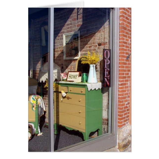 Visning för antique Store Window Hälsningskort (Framsidan)
