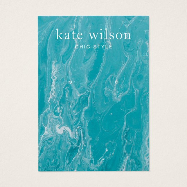 Visning för Aqua Blue Marble Earring Visitkort (Framsidan)