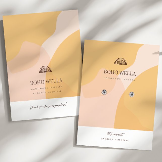 Visning för avläsning av Boho Gult & Rosa Abstrakt Visitkort (Skapare uppladdad)