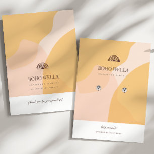 Visning för avläsning av Boho Gult & Rosa Abstrakt Visitkort