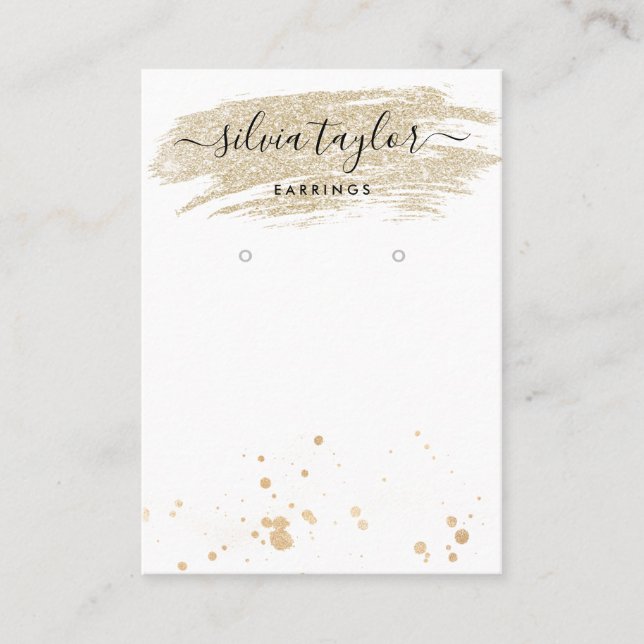 Visning för avläsning av kalligrafi guld glitter visitkort (Framsida)