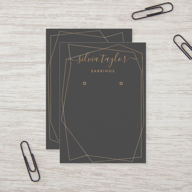 Visning för avläsning av kalligrafi Guld Ram Visitkort (Fram/Back In Situ)