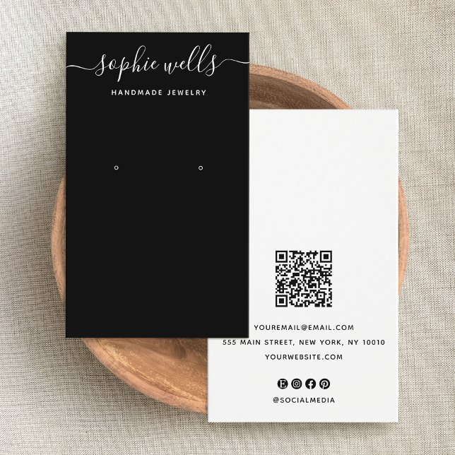 Visning för avläsning av QR-kod för svart elegant, Visitkort (Skapare uppladdad)