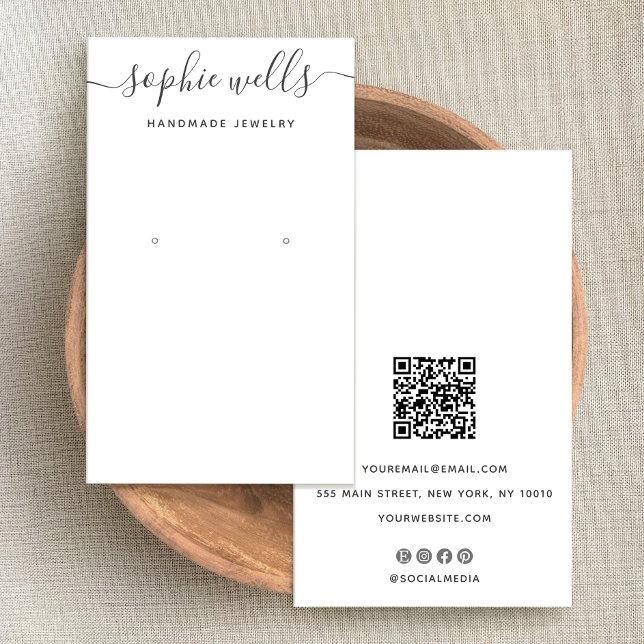 Visning för avläsning av vit QR-kod för elegant-sk Visitkort (Skapare uppladdad)