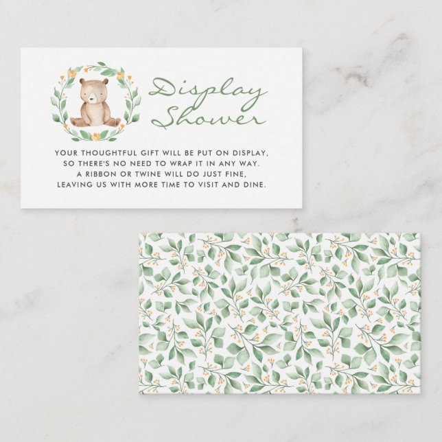 Visning för baby Bear WAN Baby Shower Shower Tilläggskort (Fram/baksida)