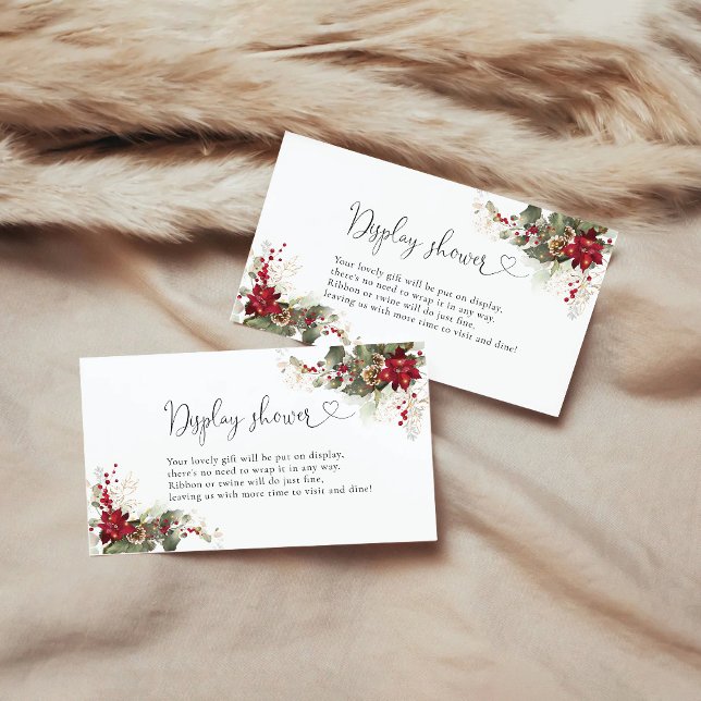 Visning för Baby Shower, Julrött Poinsettia Baby S Tilläggskort (Skapare uppladdad)